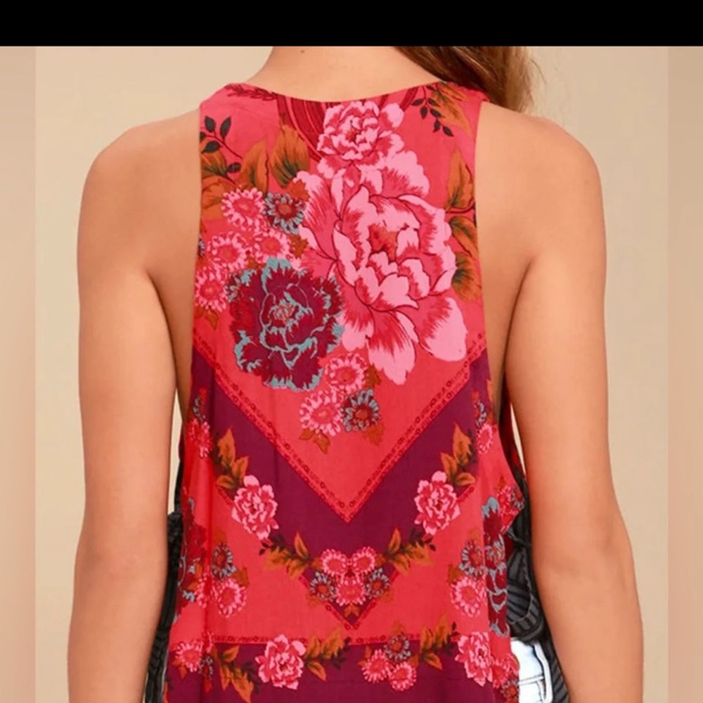 Free People Floral Red Crop Top - Picture 7 of 10